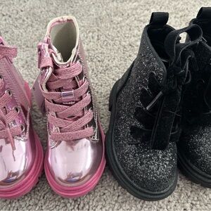 Stylish Pink and Black Toddler Girls Size 5 Boots